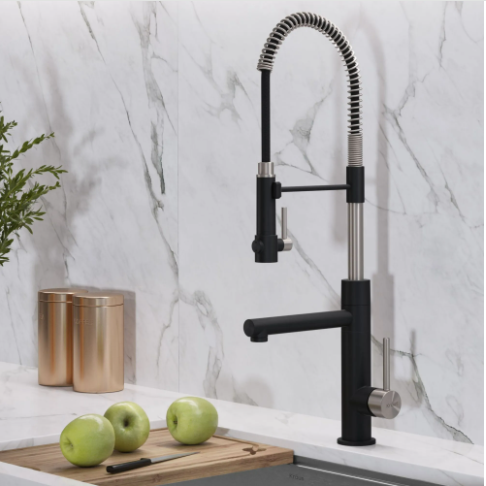 Kraus Artec Pro Single Handle Commercial Kitchen Faucet Stainless Steel and Matte Black